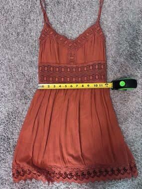 Abercrombie Rust Boho Lace Mini Dress Spaghetti Strap Sundress Size Small
